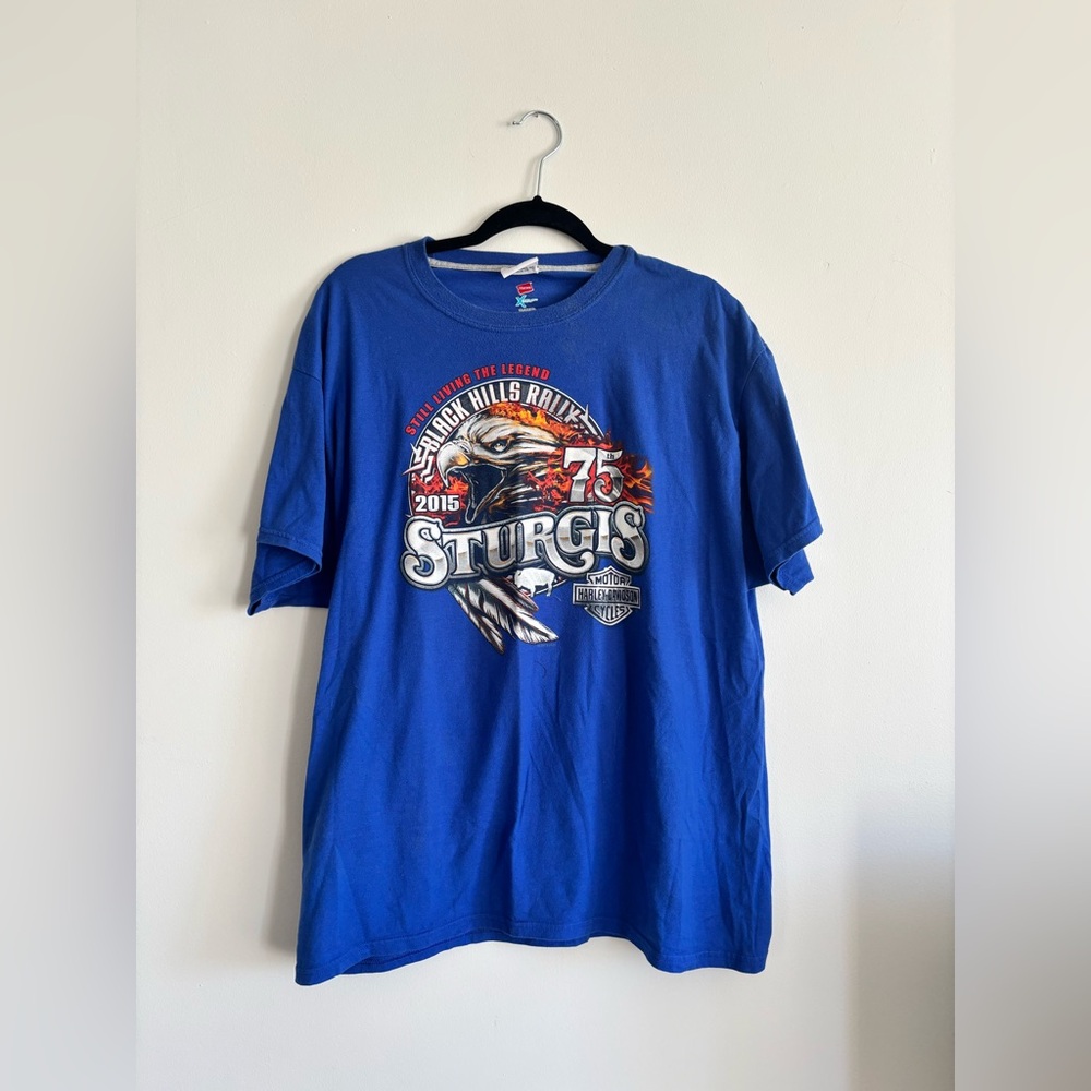 Harley Davidson motorcycle t-shirt blue XL